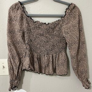 URBAN Romantics Animal Print Smocked Blouse